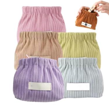 Imagem de GTIANHE-TAN Bolsa cosmética de bolso de veludo cotelê elástico com fecho automático bolsa de moedas à prova d'água para maquiagem, batom, fones de ouvido, organizador de joias, Terno 3, 5pcs