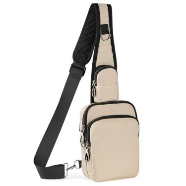 Imagem de BROADREAM Bolsa tiracolo antifurto para homens e mulheres, mochila casual com bloqueio RFID, perfeita para viagens, Bege