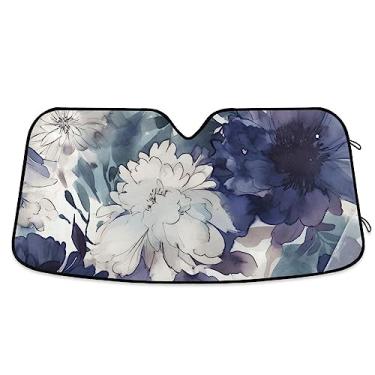Imagem de Protetor solar de carro floral premium roxo bege aquarela, proteção UV, persiana dobrável de janela de carro para carro, caminhão, SUV, acessórios de carro