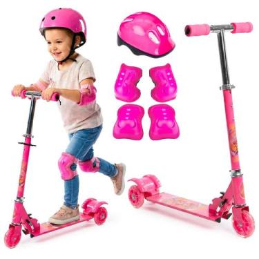 Imagem de Patinete Ajustável Para Crianças Até 30kg Com Kit Proteção Capacete - 