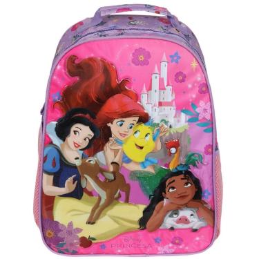 Imagem de Mochila Princesas Disney Infantil Escolar 2026 Oficial Xeryu