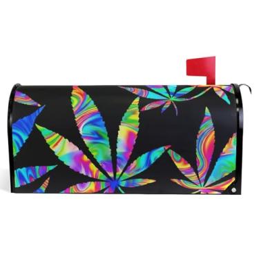 Imagem de Capas de caixa de correio de outono magnéticas sazonais vinil caixa de correio envoltórios inverno folhas néon preto colorido moderno decorações caixa de correio tamanho padrão 52,6 x 45,8 cm