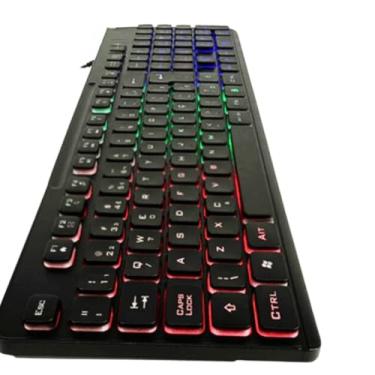 Imagem de Teclado Gamer Multimídia LED RGB Semi Mecânico ABNT2, Plug & Play, BK-155C, Teclas Plunger Silenciosas, Design Ergonômico