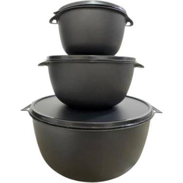 Imagem de Conjunto de Potes com Tampa,10 peças + 1 Jarra, Disponível em Preto, Vermelho, Rosa e Verde (Preto, 3pcs)