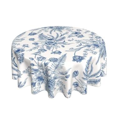Imagem de BYONEESS Toalha de mesa floral azul sálvia redonda 152 cm vintage flores chinoiserie toalha de mesa rústica capa de mesa para casa, cozinha, jantar, piquenique, festa, decoração interna e externa