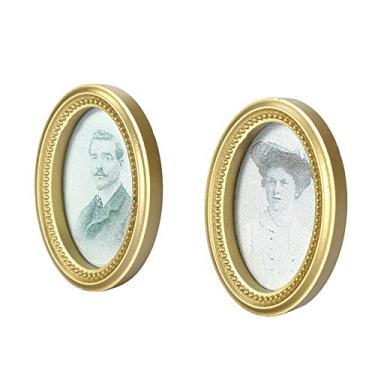 Imagem de GLOGLOW Moldura Oval de Decoração Diária, Plástico, Estilo Europeu Medieval, Escala 1:12, 2 Peças, 3,8x2,7x0,6 Cm Casa de Bonecas Em Miniatura Nan