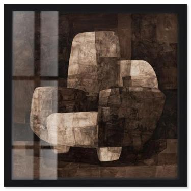 Imagem de Monolithic Seat I Shadowbox Print Boho Brown Wall Art por Art Remedy, moldura preta, 33 x 33