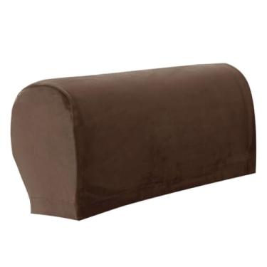 Imagem de Capas para cadeira de apoio de braço, capas elásticas para apoio de braço, 2 peças, capa para poltrona antiderrapante de veludo macio para protetor de sofá de móveis, café escuro