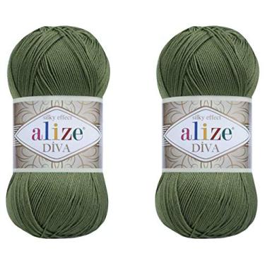 Imagem de Alize Fio de acrílico Diva Yarn 100% microfibra 2 novelos 200 g 767 jardas (79 - manjericão)
