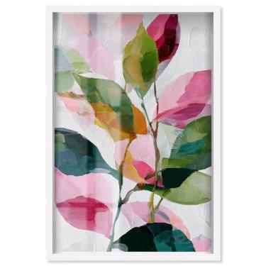 Imagem de Artistic Arbor II Shadowbox Print Pink Palm Wall Art por Art Remedy, moldura branca, 43 x 63 cm