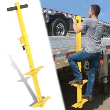 Imagem de Escada de 2 degraus para semirreboque – escada de 2 degraus para caminhoneiro de construção de aço resistente, degraus antiderrapantes, fácil montagem, capacidade de carga de 204 kg +, acesso seguro