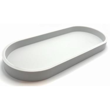 Imagem de Happitasa Bandeja de silicone premium | Organizador de banheiro e superfície com base antiderrapante resistente | Seguro para calor, lavável na lava-louças (cinza claro)