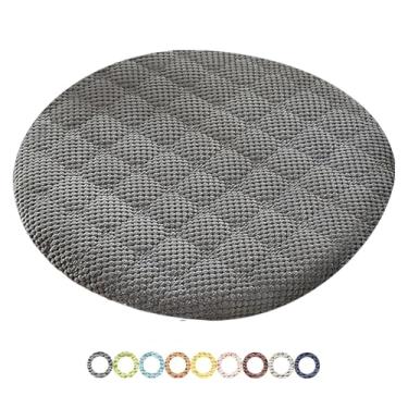 Imagem de Yadlan Almofadas redondas para cadeira de 45 cm, almofadas de cadeira com zíper, almofada de assento confortável antiderrapante com capa removível para escritório em casa, cinza escuro, 1 peça