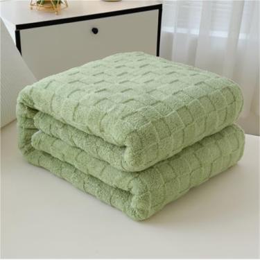 Imagem de Cobertor felpudo de lã para cama, cobertor aconchegante e quente multiuso para decoração de casa de sofá, cobertores de cama macios e macios para todas as estações (verde, Queen (203 x 228 cm))