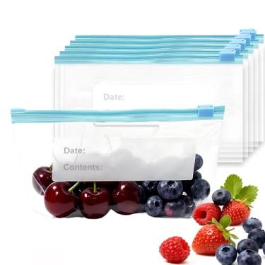 Imagem de Saco reutilizável para congelador de galão, saco de vedação de alimentos com zíper, saco de manutenção de alimentos transparente sem BPA, bolsa de armazenamento de geladeira, embalagem e bolsa de