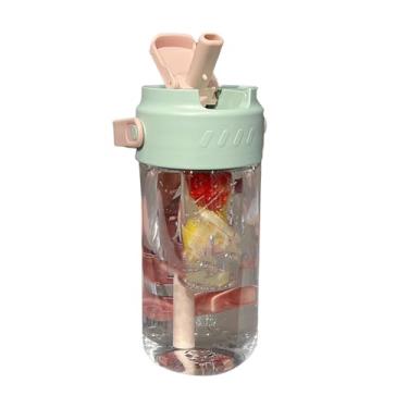 Imagem de ZJchao Garrafa de água de Palha Com Filtro de chá Embutido Com Lindo Design Floral Garrafa de água Reutilizável à Prova de Vazamentos de 800ml para Mulheres, Meninas, Trabalho, Viagens (Verde)