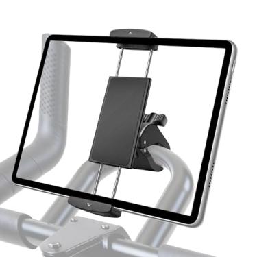 Imagem de EEEKit Suporte de tablet para bicicleta ergométrica, suporte giratório de 360°, suporte de guidão ajustável compatível com smartphones, tablets para exercícios de ciclismo em ambientes internos
