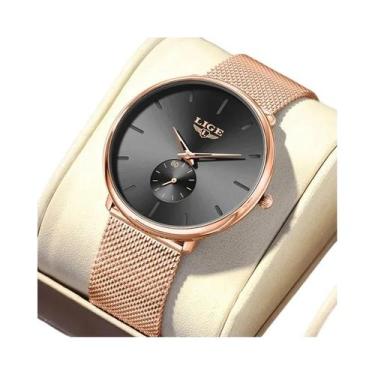 Imagem de Relógio De Pulso Feminino Ultra Fino Em Malha Quartz NOVO LIGE Clássic