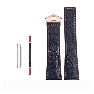 Imagem de XMKT Pulseira de relógio de couro de bezerro genuíno de 22 mm para TAG para pulseira HEUER MONACO CARRERA Pulseira de couro de qualidade (linha preta dourada)