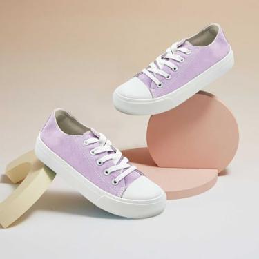 Imagem de Tênis infantil de lona, cano baixo, sem cadarço, para meninas, meninos, moderno, cano alto, lona, clássico, casual, tênis, Roxa, 10 Toddler