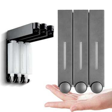 Imagem de 420ML Dispenser de Parede com Pressão Manual para Banheiro Cozinha Chuveiro Mão ABS à Prova Vazamentos Bomba Silicone Instalação Fácil 2-Pack