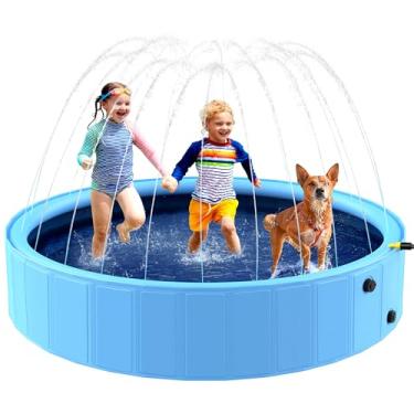 Imagem de Bilibara Foldable Dog Pool 71'', Sprinkler Pool for Kids, Non-Slip Kids Pool, Dog Swimming Pool for Kids, Heavy Duty Dogs Splash Pad Pools for Large Dogs, Hard Plastic Kiddie Pool for Backyard