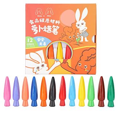 Imagem de 12 unidades de pastel de óleo infantil solúvel em água conjunto de giz de cera graffiti desenho animado lápis de pintura em formato de cenoura não tóxico lavável materiais de arte