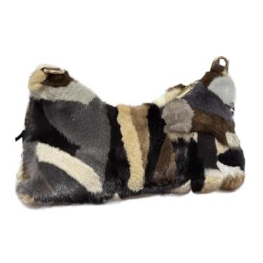 Imagem de XMKT Bolsa de ombro de pele de vison real, bolsas e bolsas femininas de luxo bolsas transversais de pele de alta qualidade para mulheres bolsa de mão, Bb, One Size