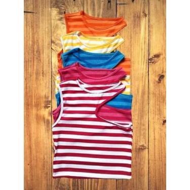 Imagem de Cropped feminino  canelado com listras sem manga moda gringa - Organik