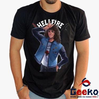 Imagem de Camiseta Hellfire Club Eddie Munson 100% Algodão Stranger Things Geeko