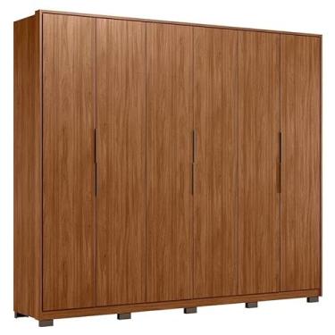 Imagem de Guarda Roupa Casal 6 Portas Atrice com Pés Nogueira Touch - Demartêz