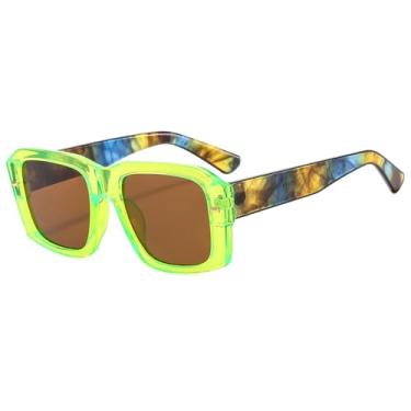 Imagem de Óculos de Sol UV400 - Estampa de Leopardo em Degradê Colorido para Homens e Mulheres, Ideais para Esportes ao Ar Livre, Corrida e Ciclismo, na cor verde.