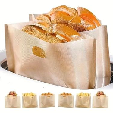Imagem de Sanduíches, pizza, panini e pão – micro-ondas, forno ou grelha, design de segurança alimentar, saco de torragem de pão, 2 peças 16,26 pol. × 16,124 cm