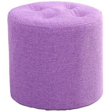 Imagem de Banqueta azul para pés - Capa removível de linho de algodão, apoio para os pés versátil e banco de sapatos para sala de estar, móveis domésticos fáceis de limpar