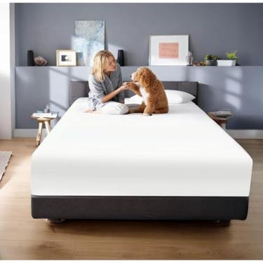 Imagem de Superior Lençol com elástico de algodão egípcio 650 fios, bolso extra profundo, 45,7 cm, tecido acetinado, inclui apenas 1 lençol com elástico, tamanho king, branco