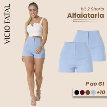 Imagem de Kit 02 Short Alfaiataria Feminino Cintura Alta Short Social Plissado Elegante com Fecho Discreto-Feminino