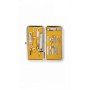 Imagem de Kit Manicure e Pedicure Profissional com 12 Peças em Aço Inox Alicate Tesoura e Acessórios para Cuidados com Unhas Mais Estojo Compacto Preto