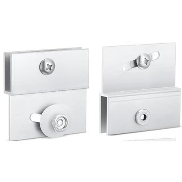 Imagem de Pacote com 4 rolos de porta de chuveiro sem moldura M 6054 - Roda de plástico redonda de 1,9 cm com rolamentos de esferas, acabamento cromado de alumínio extrudado - Kits de ferragens de substituição