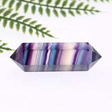 Imagem de Fluorita Natural Ponta Dupla Varinha Quartzo Cristais Pedras Pedras Preciosas Feng Shui Artesanato Decoração - (Tamanho: 60-80 mm)