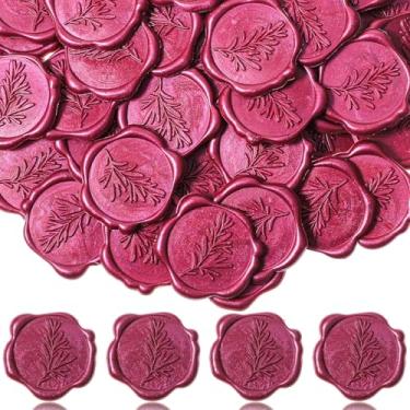 Imagem de 50 adesivos de selo de cera vermelha arroxeada, selos de cera autoadesivos para convites de casamento, convites de festa, cartões de envelopes, embrulho de presente
