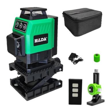Imagem de Nível A Laser 16 Linhas Verde Hilda 4d 360 Recarregável Compacto Prumo Esquadro Com Controle Remoto Nivelador Horizontal Vertical Suporte Magnético Plataforma Elevatória