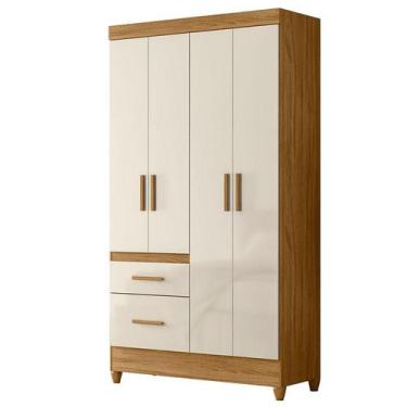Imagem de Guarda Roupa Solteiro Madri 4 Portas Freijó Off White - Moval