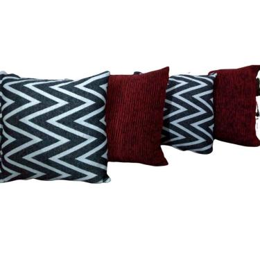 Imagem de Kit Capa Para Almofada Listras Chenille Vermelho 4 Peças