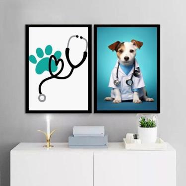 Imagem de Kit 2 Quadros Decoração Clínica Veterinária 45X34Cm
