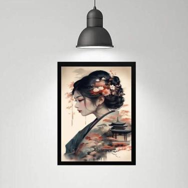 Imagem de Quadro Gueixa Paisagem Japonesa 33X24Cm - Com Vidro