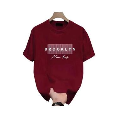 Imagem de Camiseta Masculina De Verão Em Algodão, Gola Redonda, Corte Solto, Com