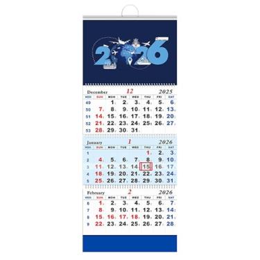 Imagem de Calendário de parede de 3 meses 2026 vertical, 83,8 cm x 33 cm, papel grosso, grande, pendurável, agenda de parede 2026, dezembro de 2025 a janeiro de 2027, ótimo para escritório, escola, casa