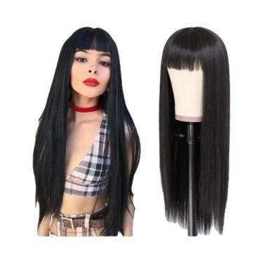 Imagem de Peruca Sintética Longa E Lisa Preta Para Halloween, Cosplay E Uso Diár