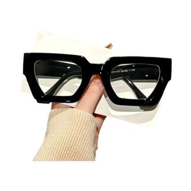 Imagem de Óculos De Sol Oversized Com Lentes Transparentes E Armação Com Estampa