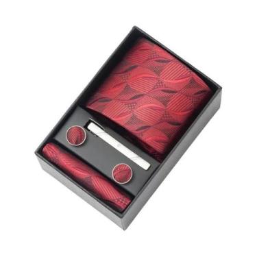 Imagem de Conjunto De Gravata, Abotoaduras E Lenço De Bolso Quadrado Dourado Pai